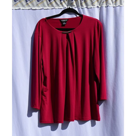 Liz Claiborne Pink Long Sleeve Blouse with Pleated Detail, Size XXL - Picture 1 of 5
